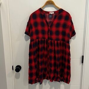 CY fashions plaid  babydoll shirt size large